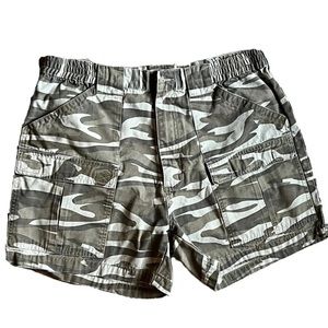 Cabelas Mens Shorts Size 36 Camo Outdoor Cargo Flat Elastic Waist Pockets Active